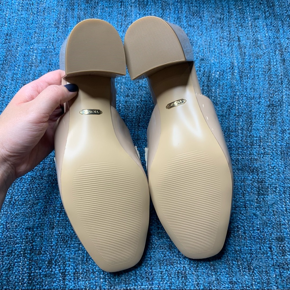 Vionic Plaza Annabel Patent Leather Slip On Heeled Mules in Sand - Picture 6 of 8